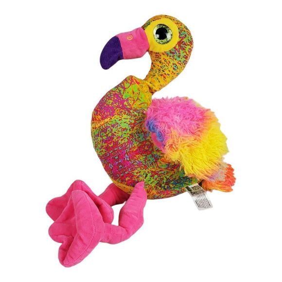 Fiesta Pink Flamingo Plush Colorful Rainbow Long Legs Stuffed Animal Novelty 20" - Picture 2 of 11
